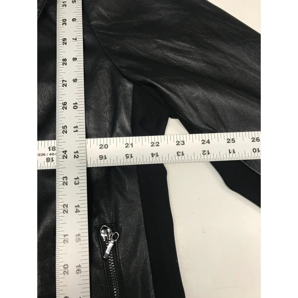 Chicos Jacket Womens Extra Large 3 Black Faux Leather Vegan Asymmetrical Moto